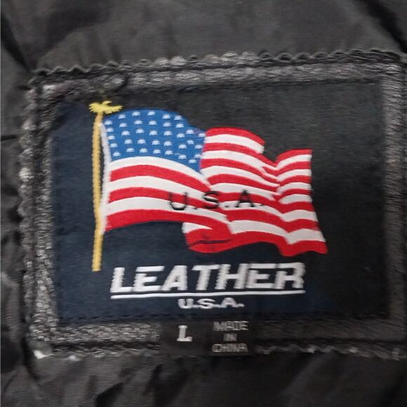 VINTAGE OSCAR PIEL! HOT BLACK GENUINE LEATHER, AMERICA BIKER/MOTO JACKET! SZ L - Picture 9 of 11